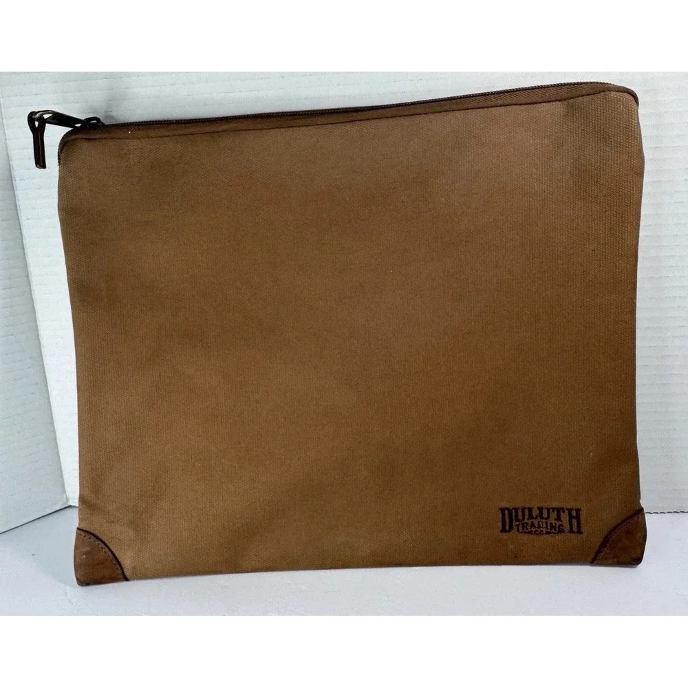 Duluth Trading Co Fire Hose Pants Brown 12x14 Canvas Zipper Utility Bag